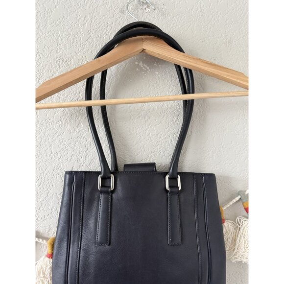 Vintage Coach Bonnie Legacy Slim Leather Shoulder Handbag Y2k Navy 9422 - Picture 9 of 9